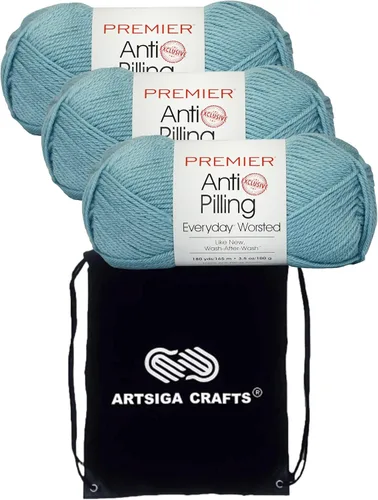 Miniatura 42 de Premier Yarns Everyday Anti-Pelusa Hilo Sólido Verde Pino DN100-8 (6-Madejas - Mismo Lote de Tinta) #4 Peso Estambre Acrílico para Tejer