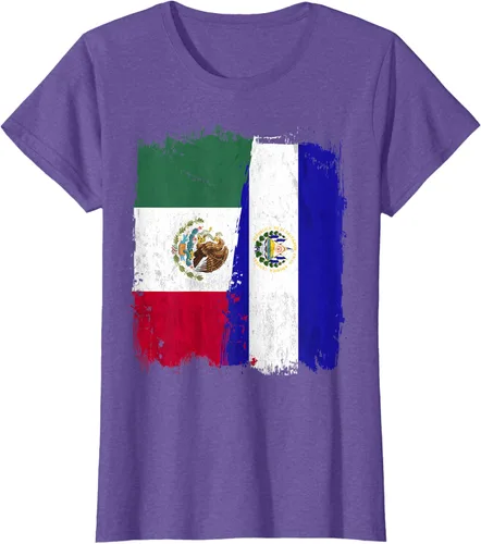 Miniatura 25 de Camiseta con la bandera mexicana de El Salvador con la mitad de la bandera mexicana de El Salvador
