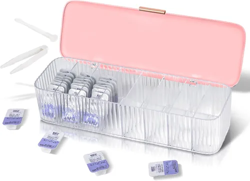 Miniatura 10 de P-80 Organizador diario de lentes de contacto con removedor y pinzas, dispensador de lentes desechable, caja de plástico transparente para todas
