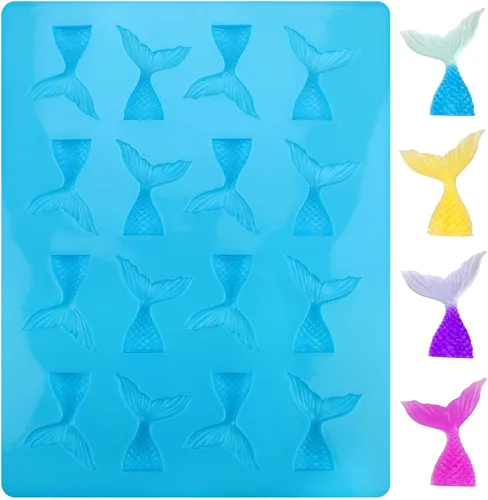 Miniatura 12 de Beasea Molde de fondant para pastel de sirena, 3 piezas de caballito de mar, estrella de mar, cola de sirena, molde de silicona para conchas