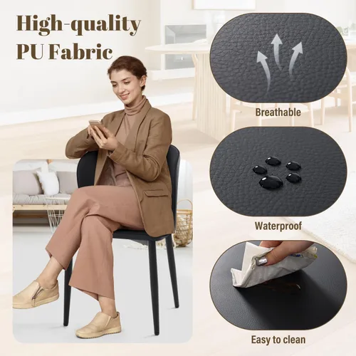 Miniatura 4 de Homcosan Juego de 4 sillas de comedor, modernas sillas de cocina con estructura cruzada y exquisito diseño de tuberías, fácil montaje, sillas