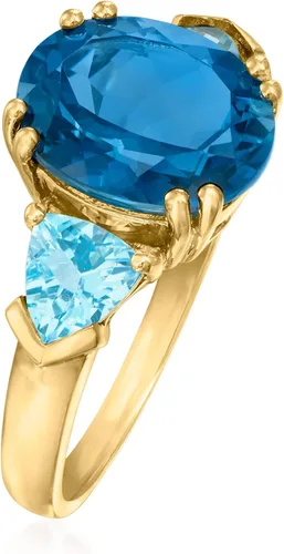 Miniatura 3 de Ross-Simons Anillo de 3 piedras de topacio azul tono de 5.40 quilates en oro amarillo de 14 quilates, Gema, Topacio