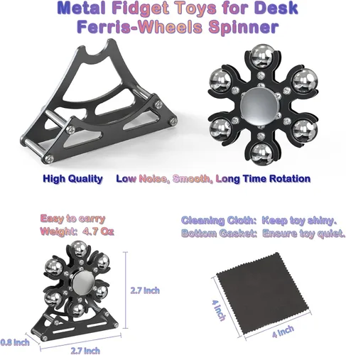 Miniatura 2 de Juguetes de escritorio Fidget-Toys para carrusel-Spinner: Spinner cinético de metal 4 minutos, gadgets geniales para niños, adolescentes, adultos