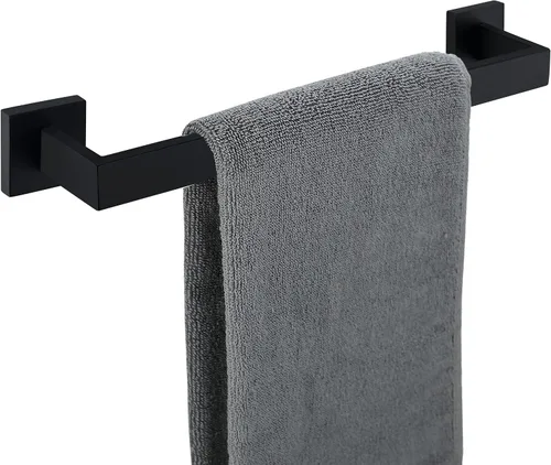 Miniatura 12 de Nolimas Toallero de baño negro mate, barras individuales, barra de toallero, barra clásica de acero inoxidable montado en la pared, toallero