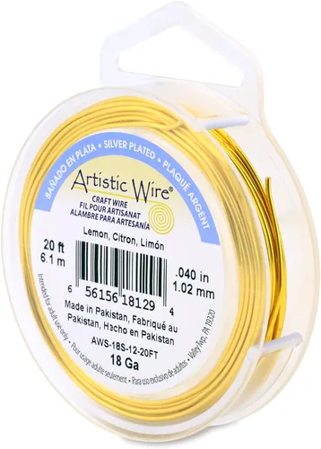 Miniatura 172 de Artistic Wire, alambre para manualidades de calibre 22 bañado en plata, resistente a las manchas, color cobre, blanco, 9,1 m