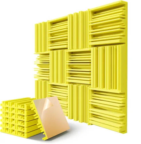 Miniatura 15 de Paquete de 12 paneles de pared insonorizados, paneles de espuma acústica de 12" x 12" x 2" para paredes, panel insonorizante autoadhesivo, paneles