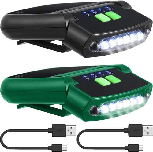 Miniatura 17 de Mudder Linterna LED con clip para gorra USB recargable, linterna impermeable ultra brillante para sombrero, linterna de cabeza para pesca