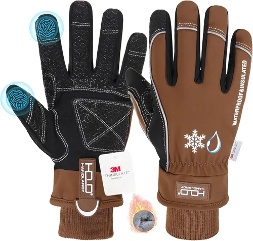 Miniatura 20 de HANDLANDY Winter Work Gloves, 3M Thinsulate Waterproof Insulated Glove for Men Women Rosa