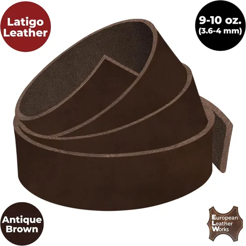 Miniatura 4 de ELW 9-10 oz (3.6-4mm) Correas y Tiras de Cuero Latigo Grado Cinturón Tamaño: 0.5"x50" (1.3x127cm) Marrón Antiguo Cuero de Res de Grano
