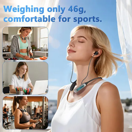 Miniatura 7 de MZYML - Auriculares Bluetooth con banda para el cuello 5.4, IPX5 impermeables con micrófono, 80 horas de reproducción, 1000 horas de espera