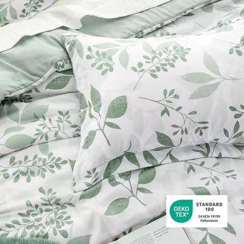 Miniatura 5 de Bedsure - Juego de edredón tamaño King, juego de ropa de cama floral lindo, 3 piezas, 1 edredón reversible suave verde salvia con flores botánicas
