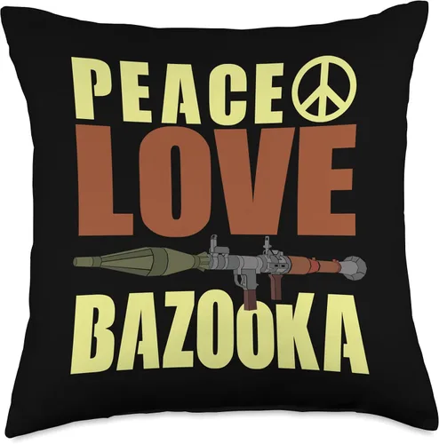 Miniatura 4 de Bazooka Missile Rocket Launcher Bazooka Peace Love - Almohada de 16 x 16 pulgadas, multicolor