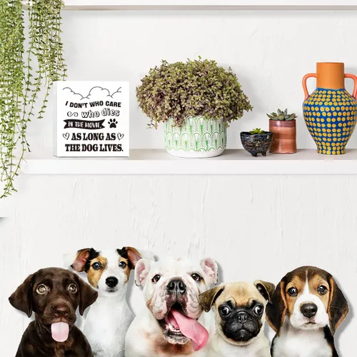 Miniatura 7 de LVQHI Letrero decorativo con diseño de huellas de perro con texto en inglés "I Funny Pet Dog Footprint", "Don't Who Care Who Dies in the Movie As
