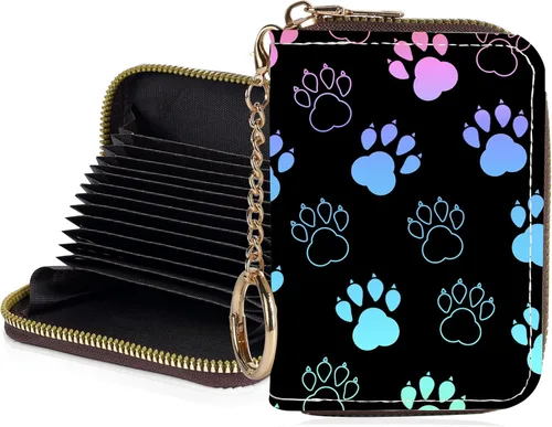 Miniatura 30 de Tarjetero de crédito para mujer, pequeña cartera RFID con cierre de llavero, bonita cartera de piel sintética, carteras para tarjetas de crédito