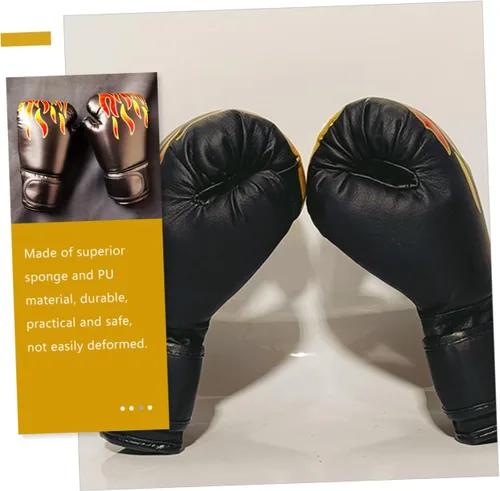 Miniatura 2 de Guantes de boxeo, 2 pares de guantes de kickboxing para niños de 3 a 8 años, guantes de bolsa de lucha para hombre, guantes de boxeo Eva Black Flame