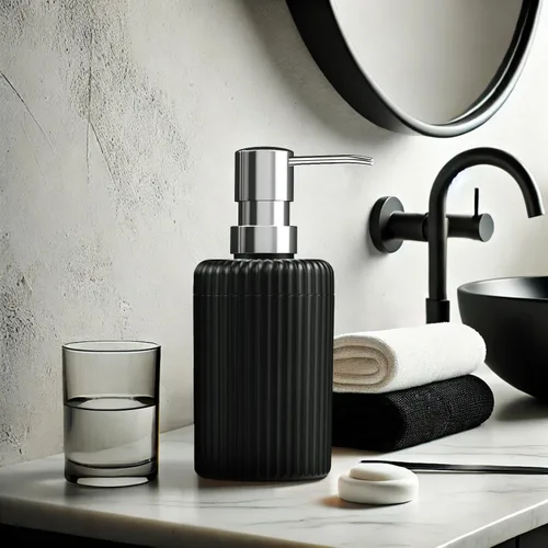 Miniatura 3 de Dispensador de jabón para baño, paquete de 2 dispensadores de jabón de manos de cocina, 12 onzas, dispensador de loción vacío de plástico negro mate