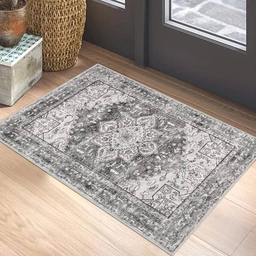 Miniatura 87 de Yamaziot Tapete lavable de 2 x 3 pulgadas, para entrada pequeña, antideslizante, estilo bohemio vintage, reverso de goma, lana sintética de pelo