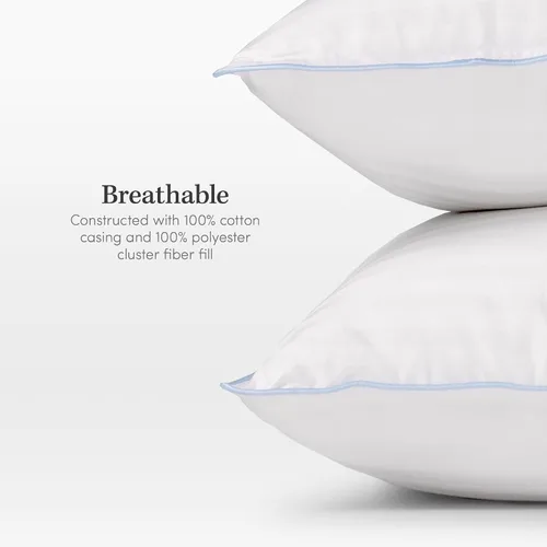 Miniatura 6 de eLuxurySupply - Almohadas de cama de alta calidad, paquete de 2, almohadas de cama para dormir, densidad media y loft, funda 100% algodón y relleno