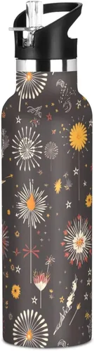 Miniatura 22 de Insulated Water Bottle with Straw Colorful Flowers Double Wall Vacuum Insulated Lightweight for Sport Gym Outdoor Travel School