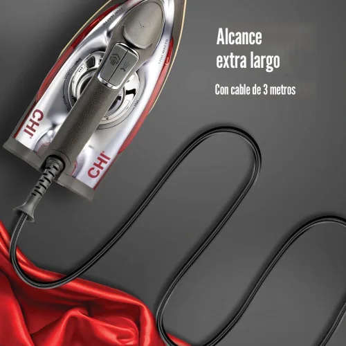Miniatura 5 de Plancha de vapor CHI Steam para ropa con más de 300 agujeros para una potente función de vapor, dial de guía de temperatura, 1700 vatios, cable XL