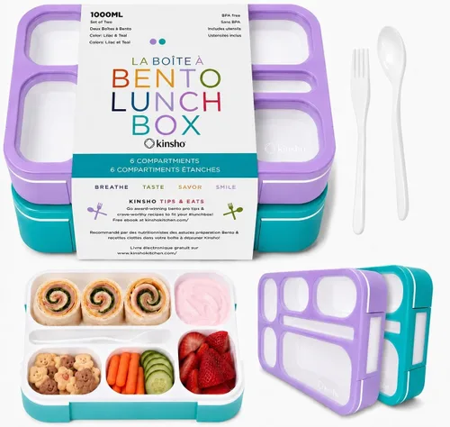 Miniatura 9 de Bento - Juego de Lonchera para almuerzo o refrigerio, a prueba de fugas, con recipientes, para niños y adultos, libre de BPA, apto para microondas