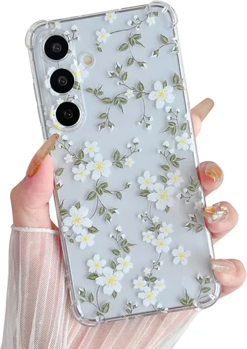 Miniatura 17 de ZTOFERA Funda transparente para Samsung Galaxy S24 con bonito patrón de flores para mujeres y niñas, funda protectora a prueba de golpes, delgada