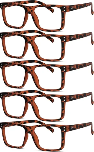 Miniatura 16 de Eyekepper Paquete de 5 gafas de lectura de gran tamaño con marco cuadrado grande para hombres y mujeres - Negro +2.50 Paquete de 5 todo negro