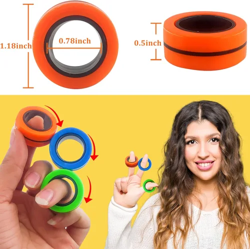 Miniatura 5 de Dermasy Juego de 3 piezas de anillos magnéticos para aliviar el estrés y la ansiedad, gran regalo para adolescentes, niños y adultos con TOC, TDAH