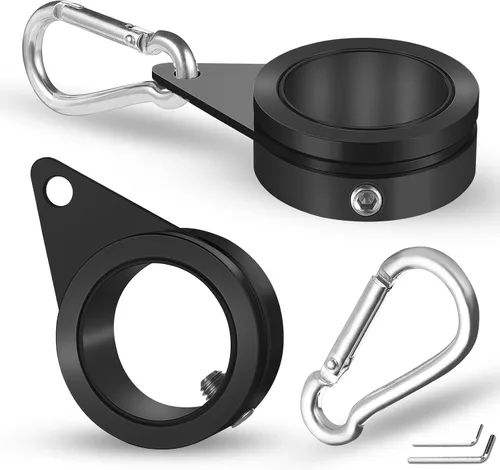 Anovo Anillos para mástil de bandera, anillos de mástil de bandera de aleación de aluminio giratorios 360°, antienredo, clips giratorios de montaje