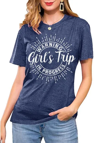 Miniatura 2 de Women Vacation Tank Tops Summer Warning Girls Trip in Progress Shirts Letter Printed Graphic Sleeveless Tee