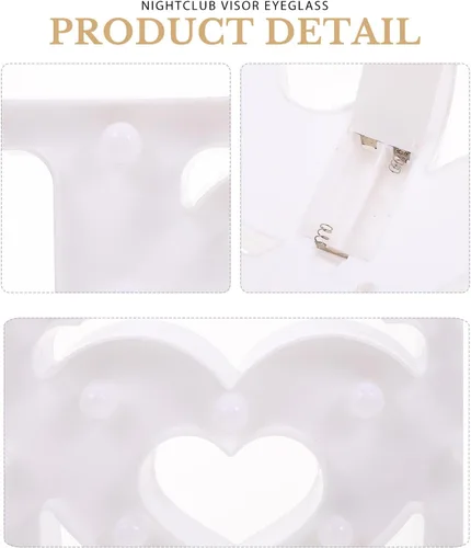 Miniatura 3 de Uonlytech Letrero con luces LED románticas con diseño de letras, funciona con pilas, lámpara decorativa con texto en inglés "I Love You