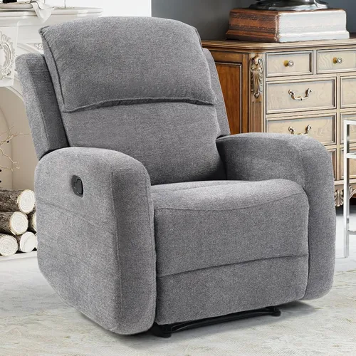 Miniatura 13 de EBELLO Juego de sofá reclinable manual para sala de estar, sofá reclinable de tela suave para sala de reuniones, respaldo y apoyabrazos acolchados