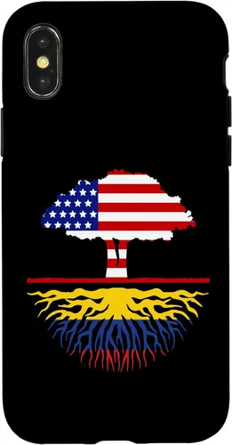 Miniatura 5 de Funda para iPhone 12 mini con diseño de raíces colombianas cultivadas en Estados Unidos y Colombia, con bandera de Estados Unidos