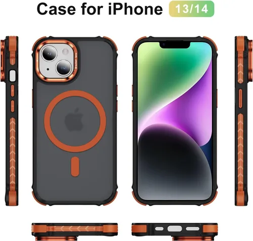 Miniatura 2 de i Phone 13 Funda, para iPhone 14 Funda, Compatible con Carga Inalámbrica MagSafe, De Servicio Pesado, A Prueba de Golpes, Soporte Ajustable, Delgada