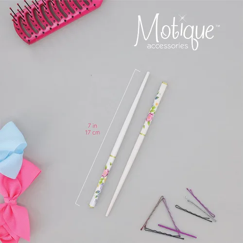 Miniatura 3 de Palillos florales para el cabello, paquete de 2, color blanco