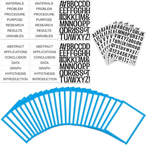 Miniatura 15 de PerKoop 36 Hojas Tableros de Póster para Feria de Ciencias Suministros 24 Subtítulos de Presentación Autoadhesivos 4 Títulos de Proyectos de Feria