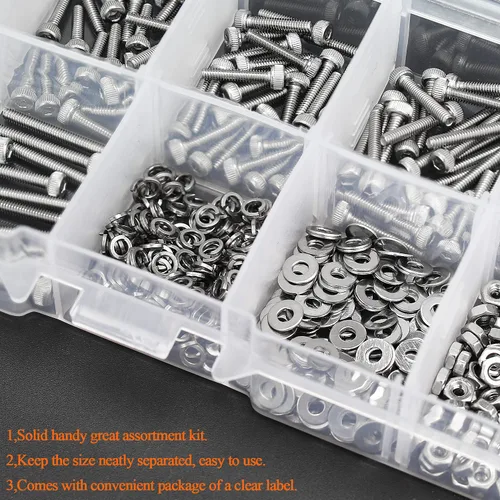 Miniatura 6 de HELIFOUNER 420 piezas M2 x 0.236 in /0.315 in /0.394 in /0.472 in /0.630 in /0.787 in, cabeza hexagonal, tornillos métricos, pernos, arandelas