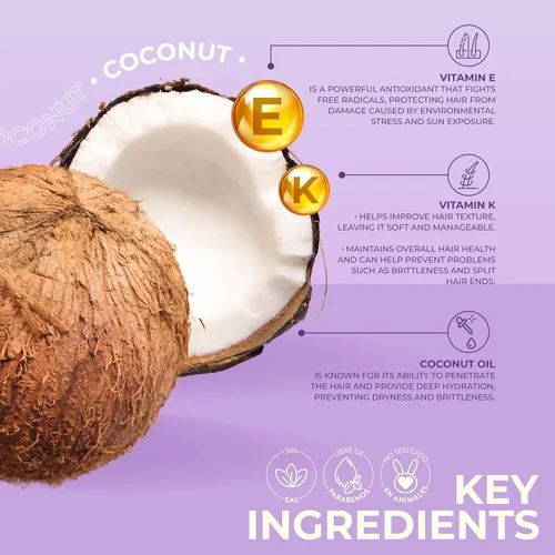 Miniatura 6 de naissant Tratamiento capilar con aceite de coco, control de encrespamiento, protección contra el calor, protección UV para cabello teñido y natural