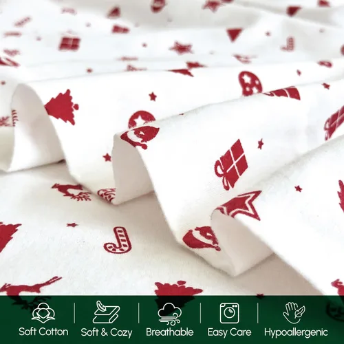 Miniatura 6 de Elegant Comfort Juego de sábanas de franela ultrasuaves de 4 piezas 100% de algodón turco - Sábanas de franela navideñas de alta calidad, cálidas