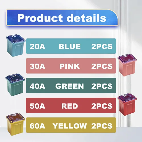Miniatura 3 de Pleoos Juego de 10 fusibles Jcase, surtido mini de fusibles Jcase de bajo perfil para camiones, coches y SUV