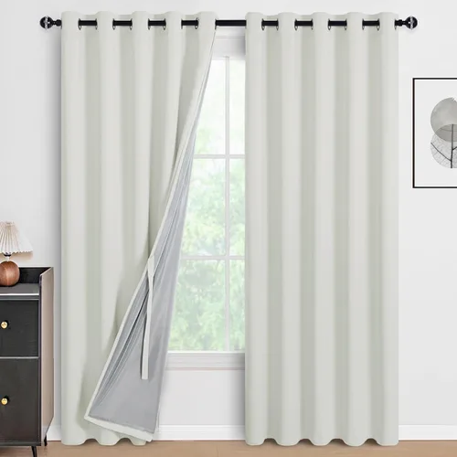 Miniatura 28 de DWCN Cortinas 100% opacas de 84 pulgadas de largo para dormitorio con forro negro, paneles de cortina de ventana de doble capa con aislamiento Azul