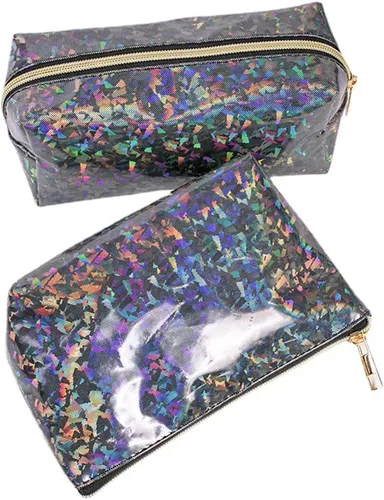Miniatura 7 de FITINI 3 piezas de bolsas de maquillaje de doble capa, organizador de grandes estuches de cosméticos de viaje, bolsas de aseo impermeables, pequeña