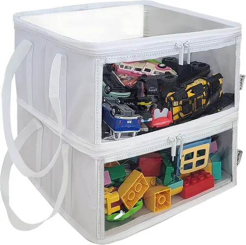 Miniatura 10 de holay Bolsas transparentes de almacenamiento de juguetes con asa, paquete de 4 contenedores organizadores de almacenamiento para juguetes de niños