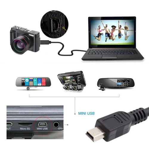 Miniatura 7 de cablecc Tipo de montaje en panel Mini USB2.0 5Pin macho a hembra Cable adaptador de extensión con tornillos 19.7 in