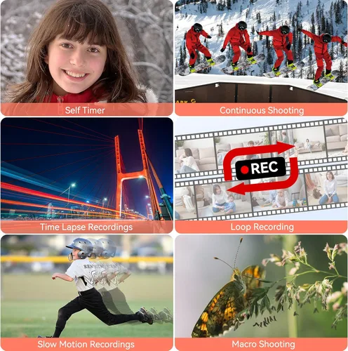Miniatura 7 de Cámara digital FHD 4K con pantalla dual de 64 GB, tarjeta SD de 64 GB, 2 baterías, zoom 18X, cámara recargable portátil antivibración para niños