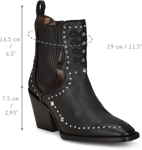 Miniatura 9 de Cuadra Botín para mujer en cuero genuino negro 4P04RS