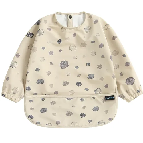 Miniatura 8 de Baberos de Bebé con Manga Larga y BLW, Baberos de Cobertura Total para Alimentación de Bebé, Material de PU Suave y Amigable con la Piel, Lavable a