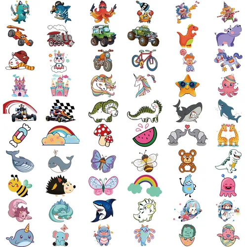 Miniatura 3 de 52 tatuajes temporales para niños, tatuajes falsos de manga completa, dinosaurio, monstruo, coche, planeta, araña, tiburón, para niño, princesa
