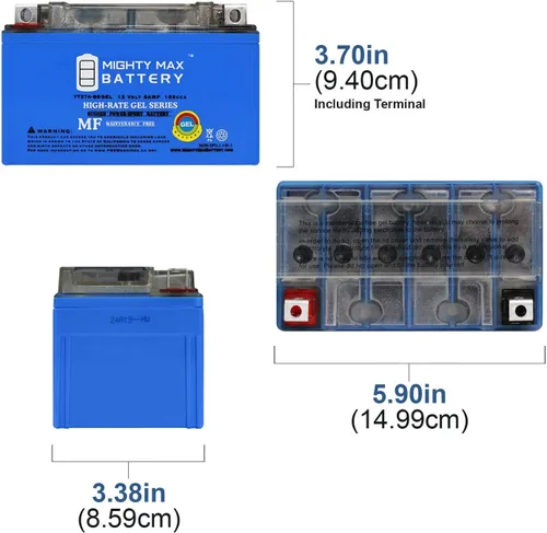 Miniatura 2 de Mighty Max Battery YTX7A-BSGEL 12V 6AH GEL Tipo SLA AGM Batería para motocicleta - Paquete de 4