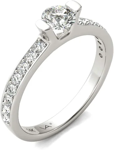 Miniatura 2 de Vaarya Anillo de compromiso de oro blanco de 14 quilates con diamantes 23 quilates totales certificado AGS GHSI2-I1